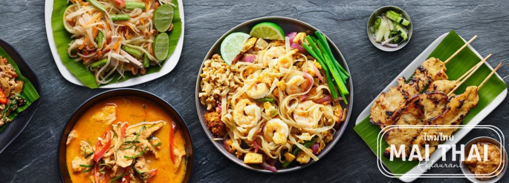 Batch Assorted Thai Food With Shrimp Pad Thai Panang Curry 1024x369 